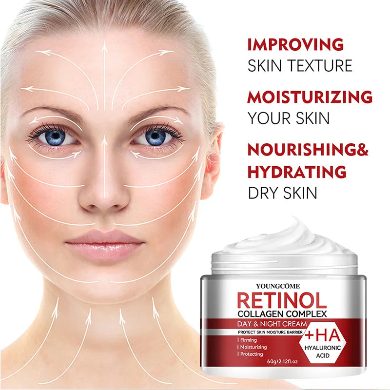 Crème hydratante de soin du visage au collagène au rétinol, hydratation en profondeur, adaptée au vieillissement sec, crème hydratante pour la réparation de la peau