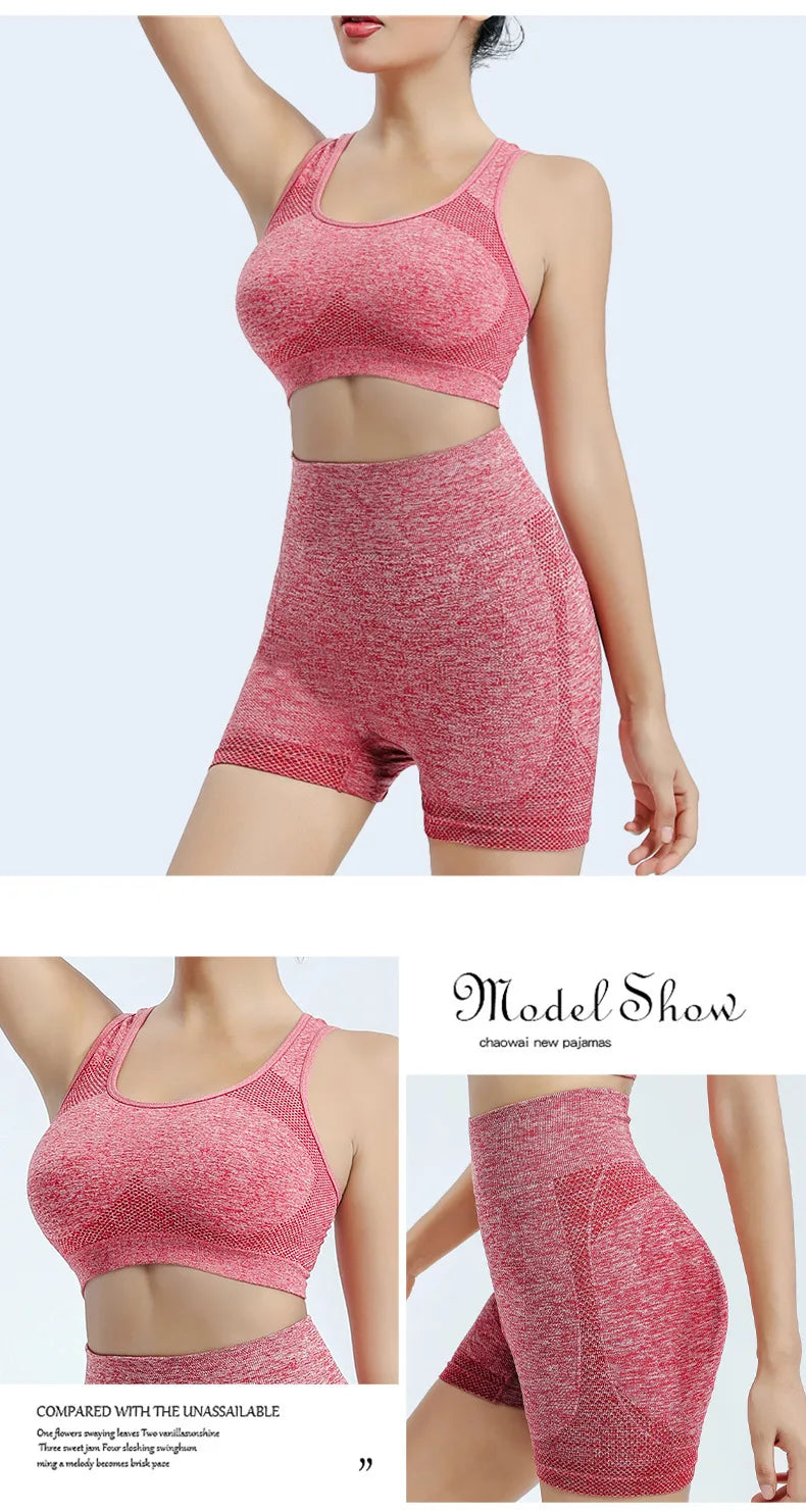 Ensemble de Yoga Shorts de gymnastique femmes Sport soutiens-gorge brassière hauts d'entraînement pour femmes vêtements de Yoga Fitness Leggings ensemble de gymnastique ensembles de Yoga sans couture