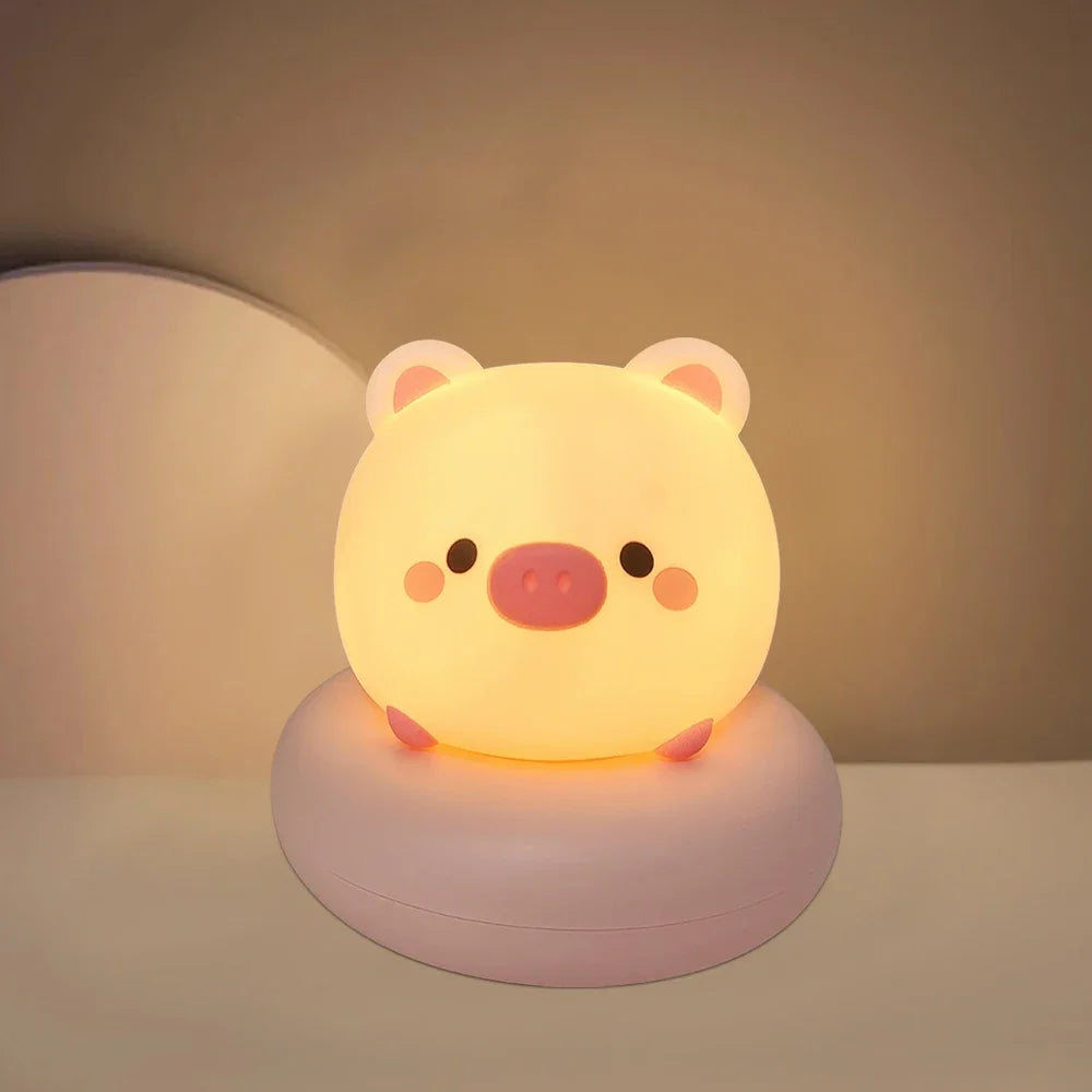 Veilleuse en forme d'animal mignon pour enfants, 3 niveaux, variable, lampe de couchage, commande tactile, veilleuse pour l'allaitement, décor pour tout-petits
