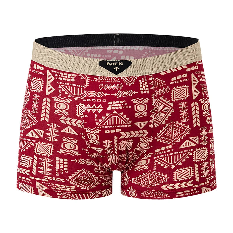 Fashionable and versatile printed underwear for men, 5-piece set, all seasons, comfortable, plus size, youthful boxer shorts, casual shorts