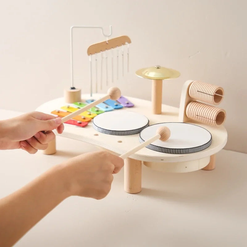 Jouets éducatifs pour bébés, cloches éoliennes en bois, jouets musicaux Montessori pour enfants, Xylophone, cadeaux d'anniversaire pour nouveau-nés, jouets de Table musicale
