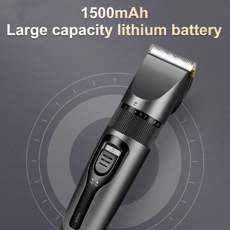 Professional electric hair clipper for men, ceramic blade, low noise home trimmer, USB charger, men's hair cutting tools