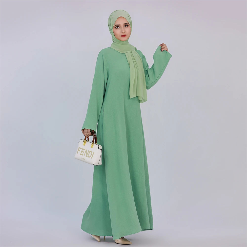 Noir blanc rose solide dubaï modeste sous Robe Abaya Islam caftan musulman avec poches robes pour femmes Robe Femme Musulmane