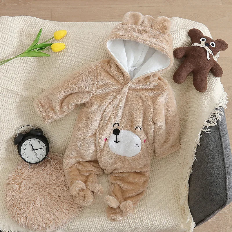 Vêtements d'escalade en peluche pour bébé de 0 à 2 ans, chauds et épais, en coton, avec chien et lapin, dessin animé, nouvelle collection automne et hiver