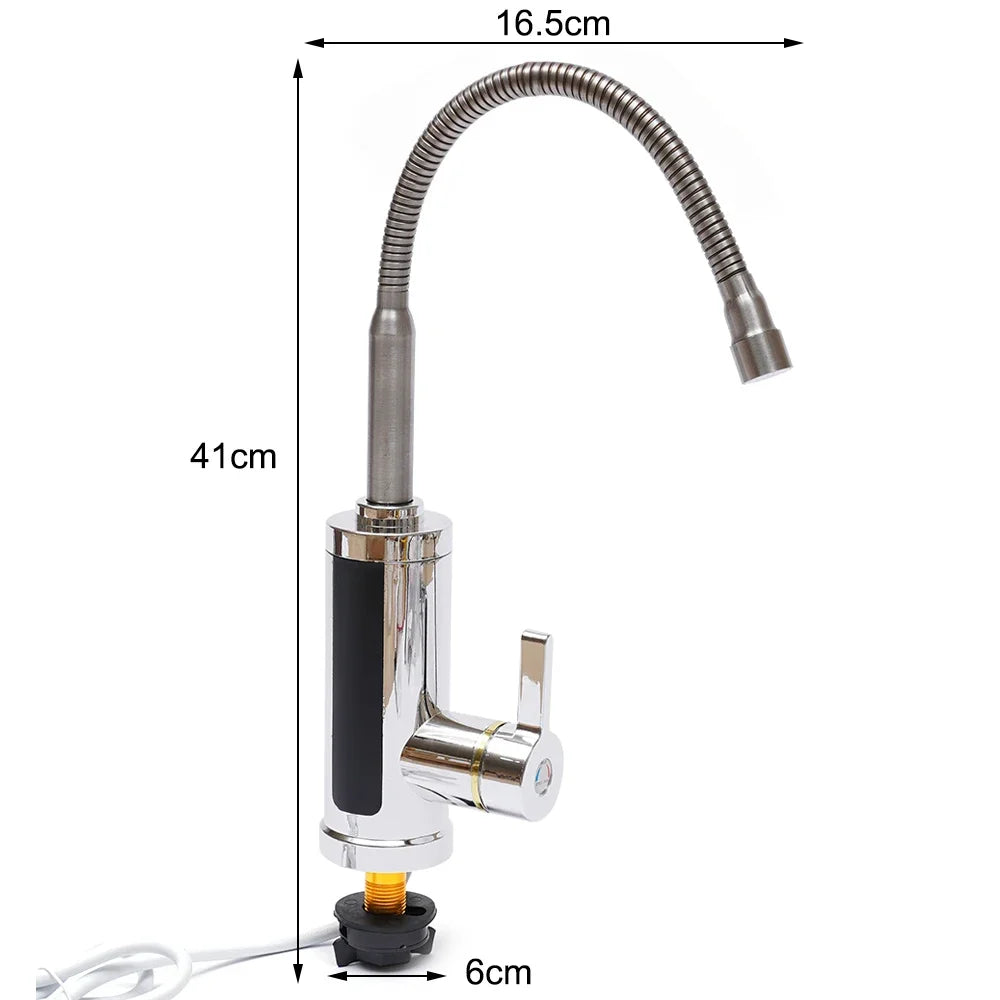 Robinets de cuisine robinet électrique robinet de cuisine chauffe-eau instantané chauffable 3KW salle de bains cuisine rotatif 360 °   LCD