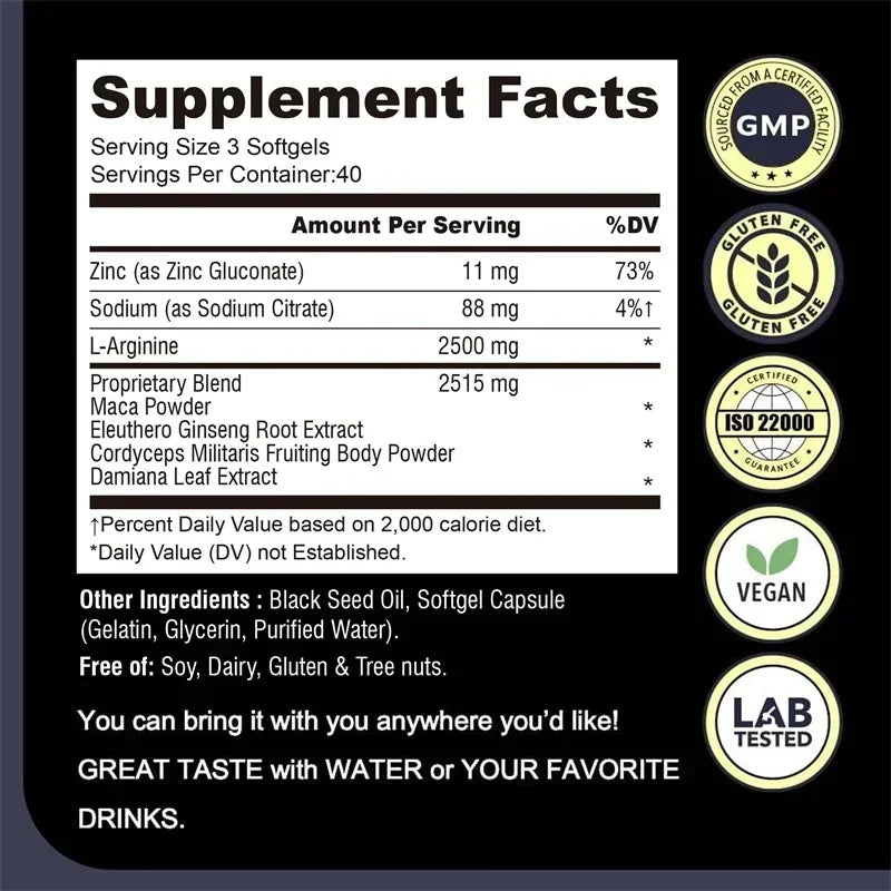 Supplément de racine de maca - avec Panax Ginseng pour augmenter l'énergie, améliorer l'endurance, la force musculaire et les performances athlétiques