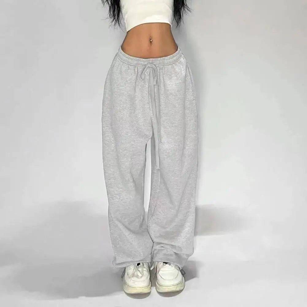 Pantalon de survêtement décontracté pour femmes, couleur unie, taille haute, à lacets, ample, jogging, classique, Baggy, Streetwear, Sport, danse, Y2K