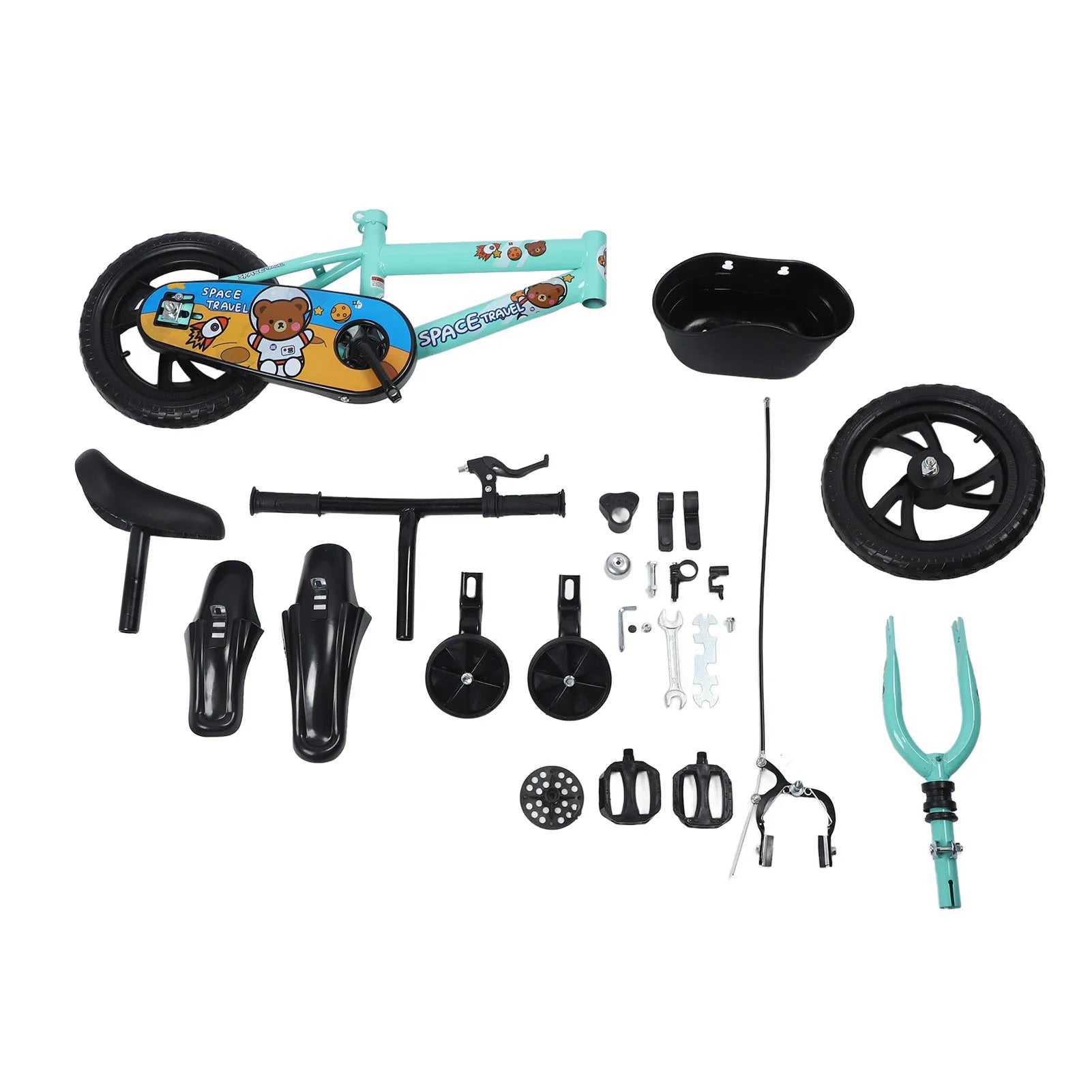 12-inch children's bicycle, stable ride, high-carbon steel frame, baby bike with training wheels for children aged 2 to 6 years