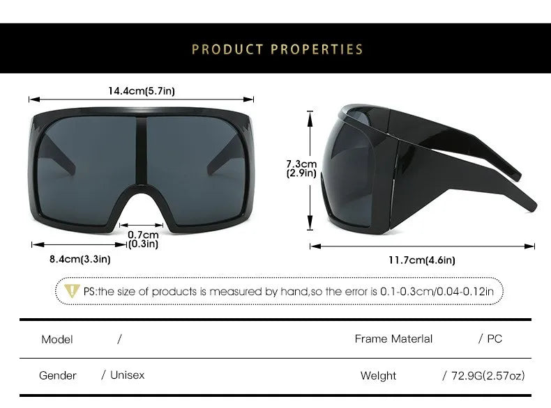 Lunettes de soleil surdimensionnées Punk Shield pour femmes et hommes, grande monture, marque de luxe, masque Steampunk, lunettes de sport pour dames, UV400, 2025