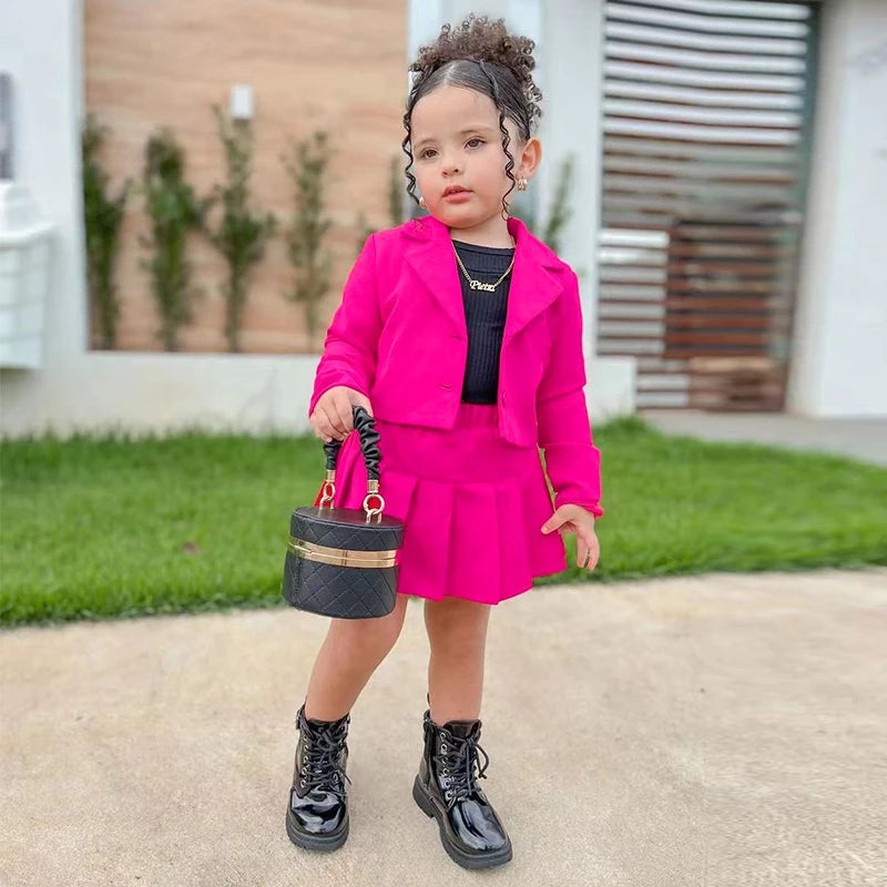 Vêtements pour enfants, veste à manches longues et mini-jupe, ensemble 2 pièces pour filles de 2 à 8 ans, automne