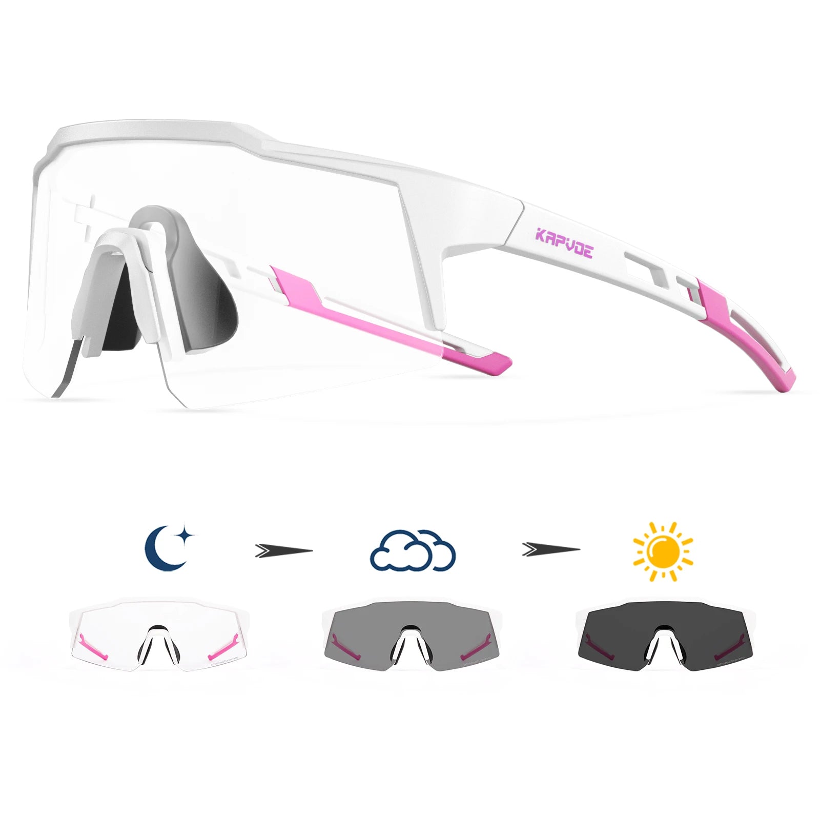Kapvoe-Lunettes de soleil photochromiques pour enfants, lunettes de vélo de sport, lunettes de vélo d'extérieur pour garçons et filles, lunettes pour adolescents, UV400