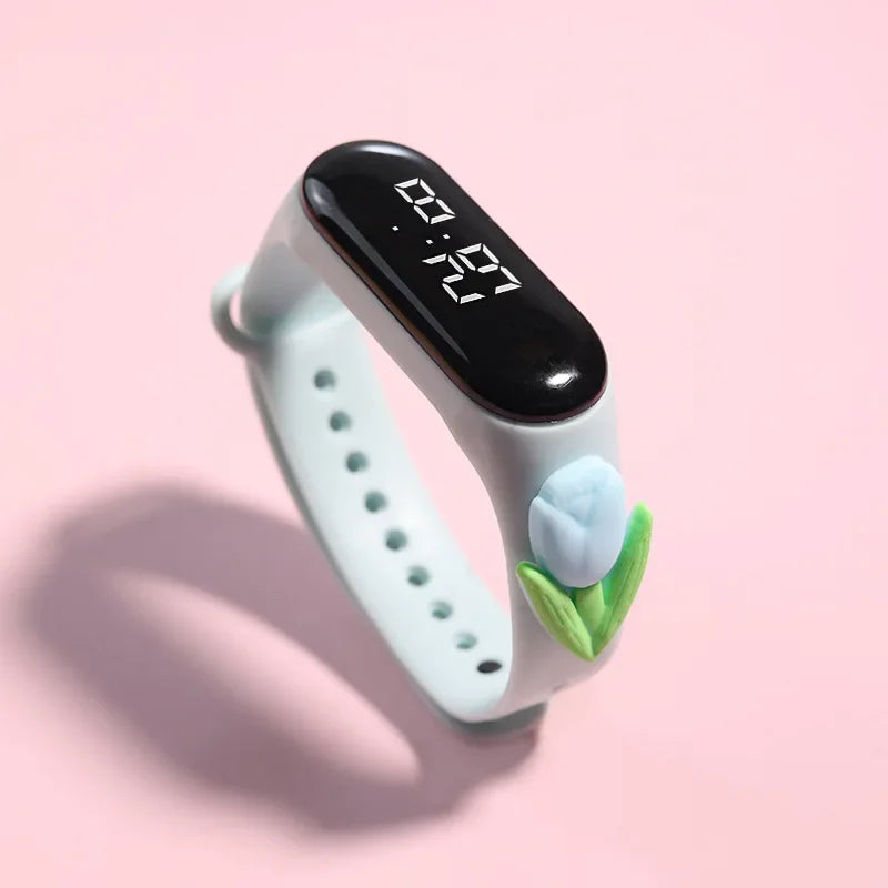 Montre numérique en silicone pour enfants, montres de sport pour enfants, montres électroniques pour filles, montre-bracelet de dessin animé LED, mode
