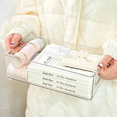 Acrylic storage box, clear plastic box for office cosmetics, dorm room, home facial mask, skin box, refrigerator storage box