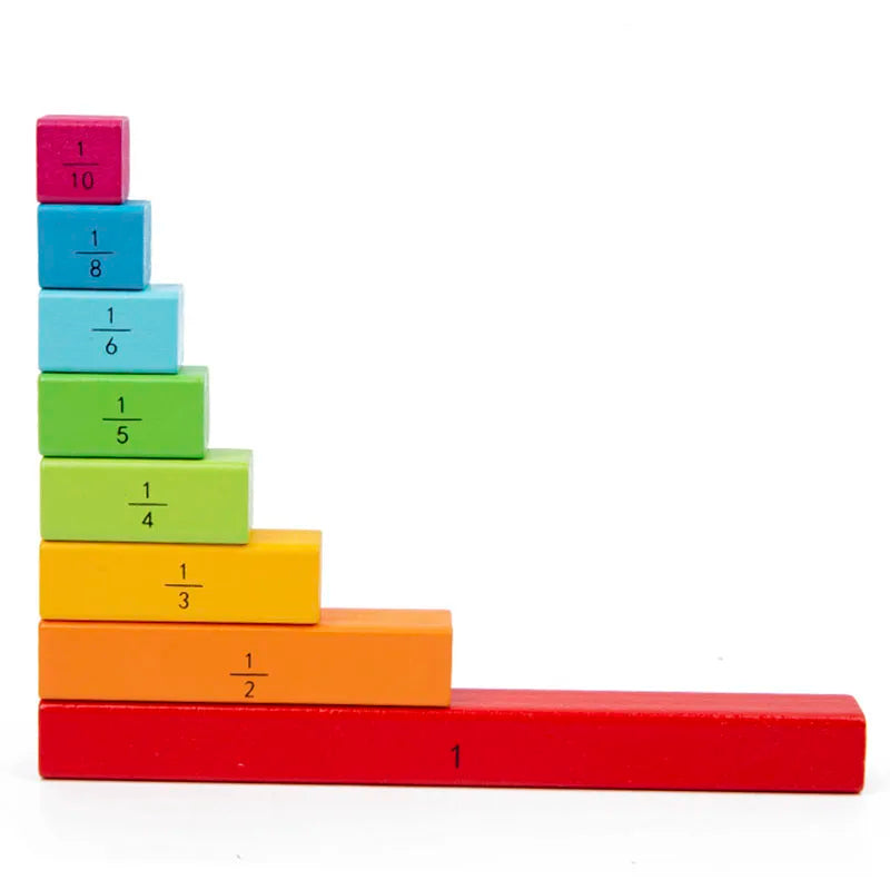 Jouets en bois Montessori fuchsia pour enfants, aides aux mathématiques, bâtons de fraction de document, éducation précoce de la maternelle, jouets d'apprentissage