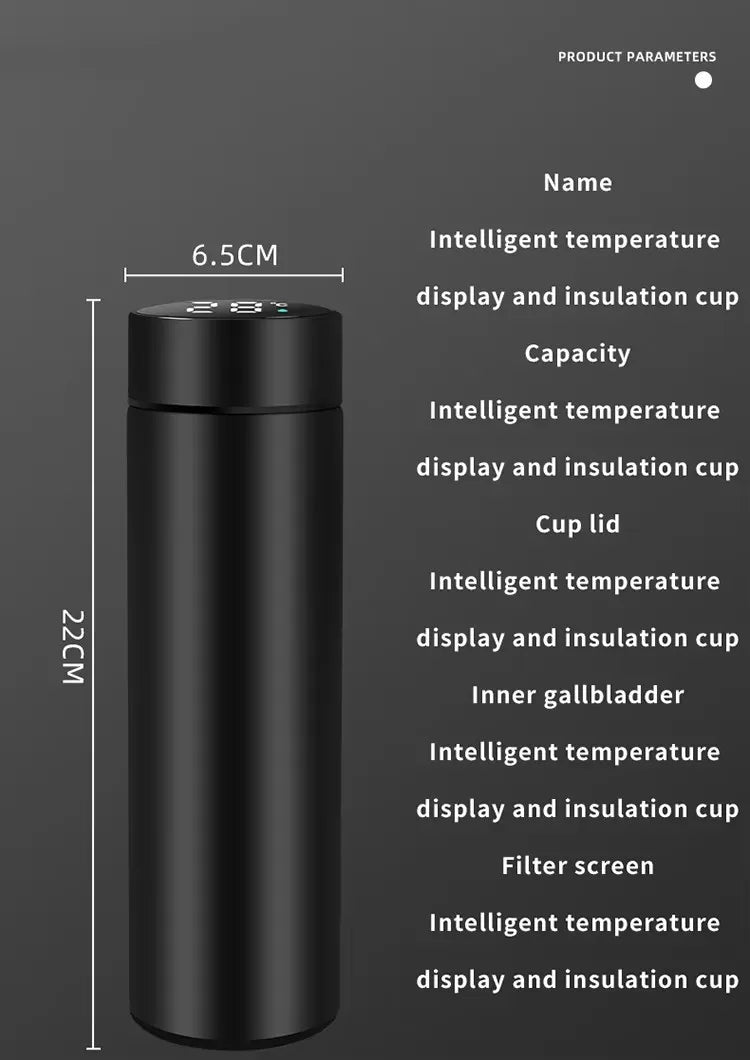 Thermos intelligent en acier inoxydable – Tasse de voyage sous vide à affichage LED (gobelet à thé à café chaud/froid à double température)
