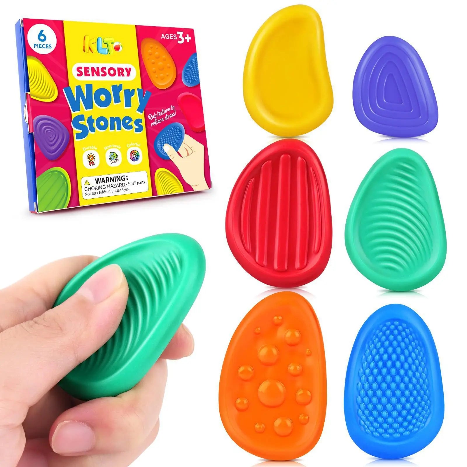 Jouets sensoriels en pierre de Silicone pour adultes, 6 paquets texturés pour l'autisme et les enfants, jouets apaisants, anti-Stress, nouvelle collection 2025