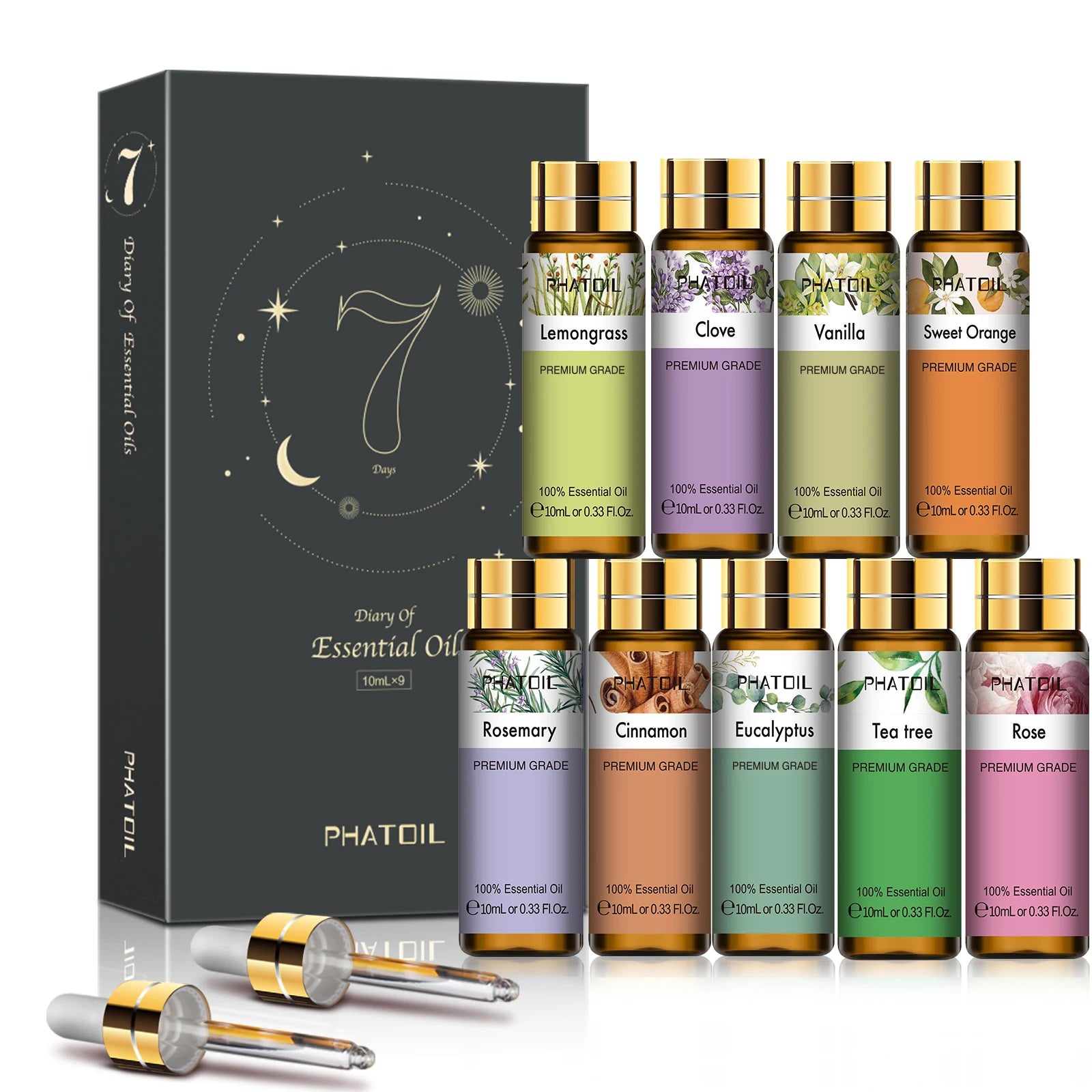 Pure natural gift set for humidifier and diffuser, essential oil set, Regina aromatic oil for skincare, DIY crafting, below, 10ml, 9 pieces
