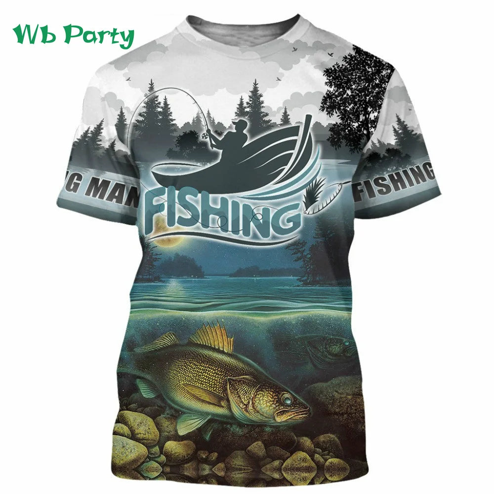 Camisas para hombre, camiseta gráfica con estpado de peces, camiseta de manga corta para hombre, camisetas con gráficos