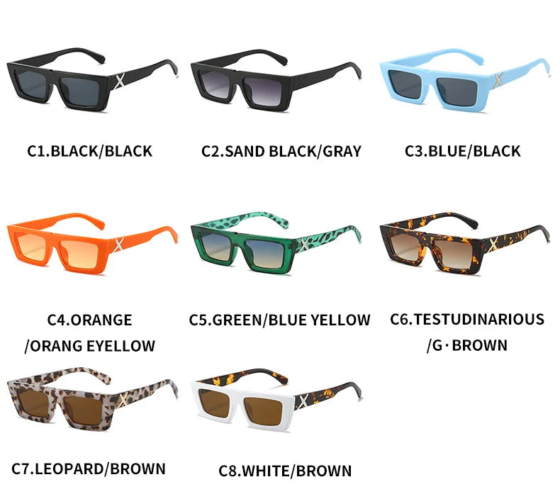 Lunettes de soleil à spoage X, petit cadre carré, temples personnalisés, accessoires streetwear quotidiens pour femmes, protection UV pour hommes, conduite