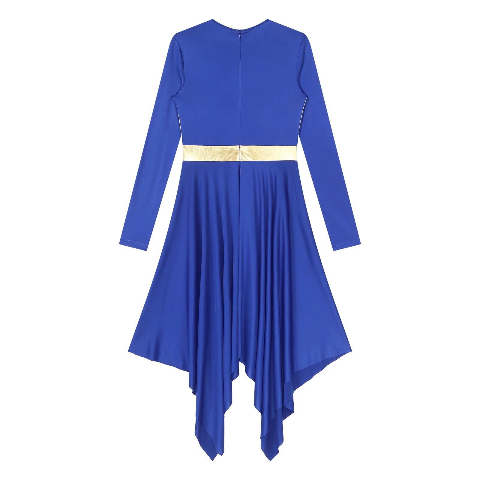 Robe de danse lyrique à manches longues pour femmes, robe à ourlet irrégulier, costume de spectacle liturgique, vêtements de danse modernes, culte de la chorale d'église