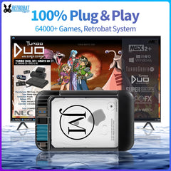 RETROBAT Consoles de disque dur de jeu portables 500G 70 + émulateurs 64000 + jeux rétro pour PS3/PS2/DC/N64/PSP/MAME/SS pour ordinateur portable Windows et PC