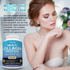 Multi-collagen capsules for men and women – Type I, II, III, and VX hydrolysates for skin, hair, nails, bones, joints, nutrition, and professional use 