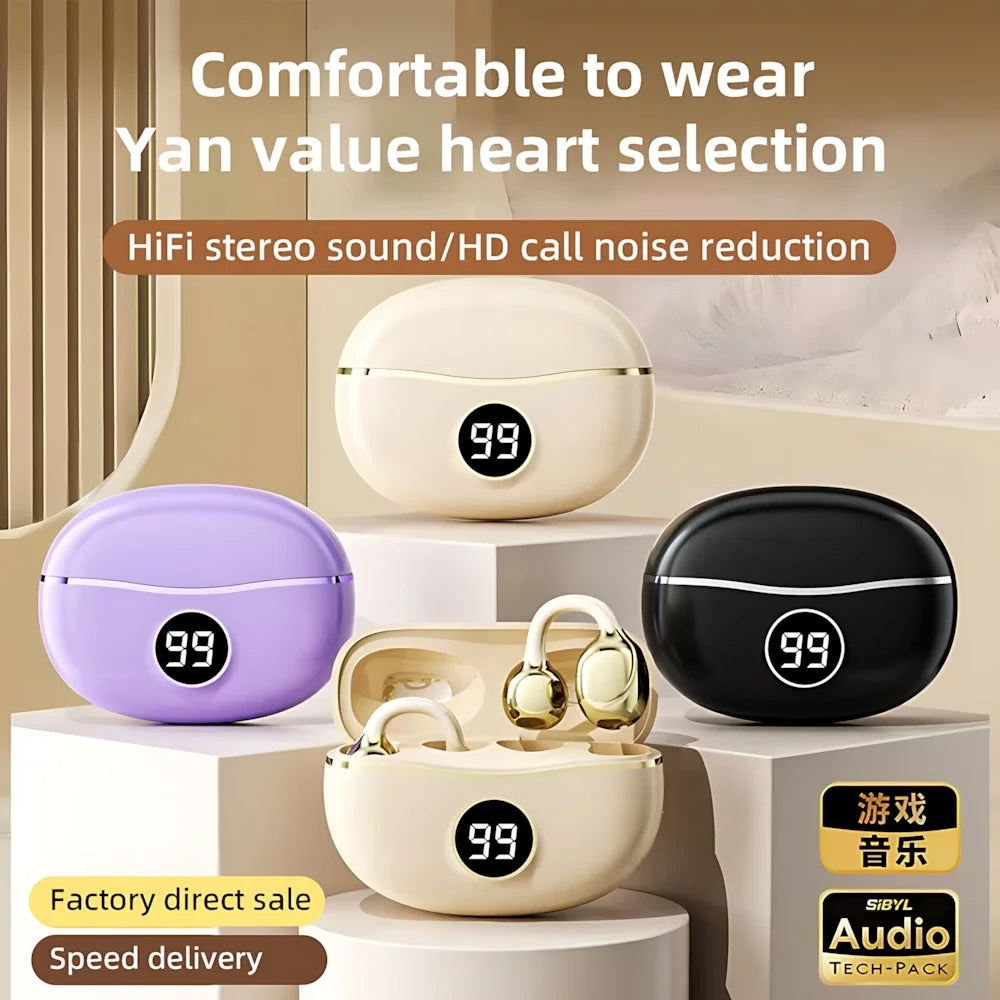 Casque sans fil Fone Bluetooth casque avec micro mains libres suppression du bruit écouteurs Clip oreille musique sport jeu bouchon d'oreille