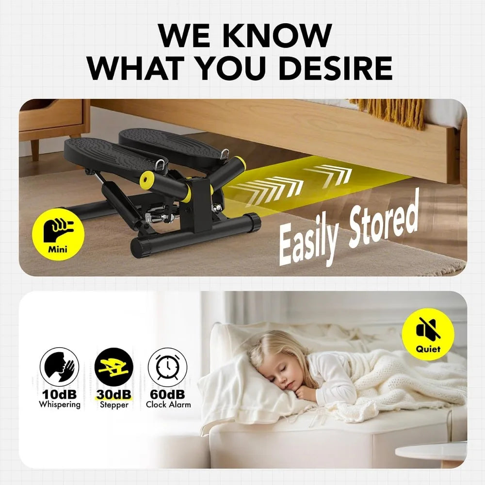 Mini Machine pas à pas torsadée – Capacité de 330 lb, entraînement complet du corps, hauteur de marche réglable