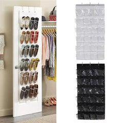 Organisateur de chaussures mural à 24 grilles, support de rangement suspendu au-dessus de la porte, placard de chambre à coucher, sac de rangement de chaussures pour chambre