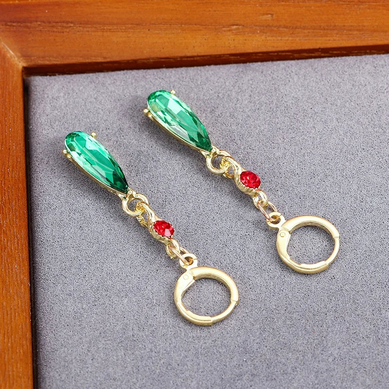   Boucles d'oreilles élégantes à la mode pour femmes, château en mouvement de Hayao Miyazaki, perles rouges, bijoux cadeau de noël
