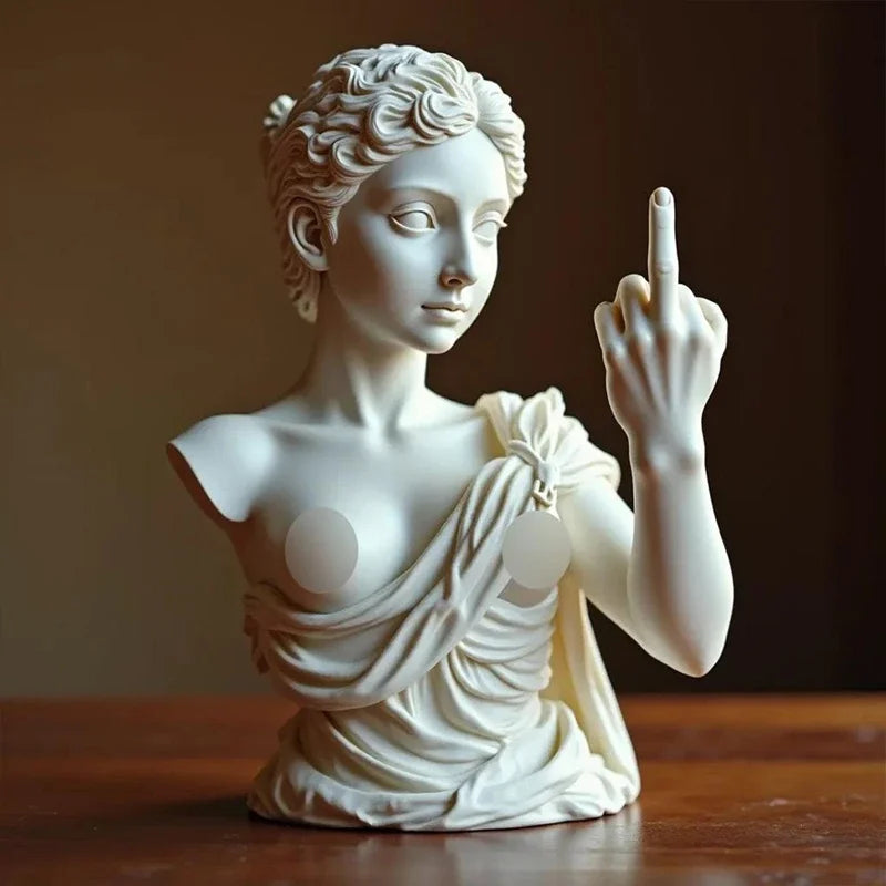 Statue de déesse de Vienne drôle en résine, Sculpture offensive du doigt du milieu, Figurines de bureau Medusa, nouveauté, cadeau artistique, décoration de maison