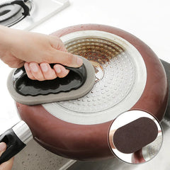 Brosse éponge émeri magique avec poignée, lingette réutilisable, nettoyeur de Pot de cuisine, BBQ, outils de nettoyage à forte décontamination