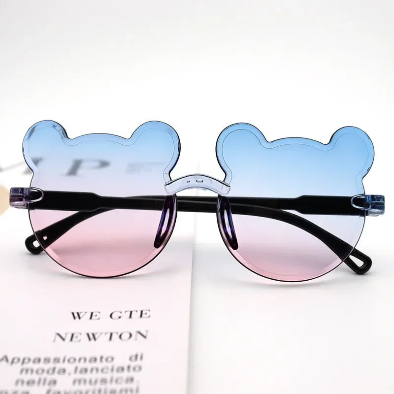 Lunettes de soleil pour enfants en forme d'ours lunettes pour enfants dessin animé sans monture UV400 lunettes pour enfants en plein air Anti-éblouissement filles garçons lunettes de soleil