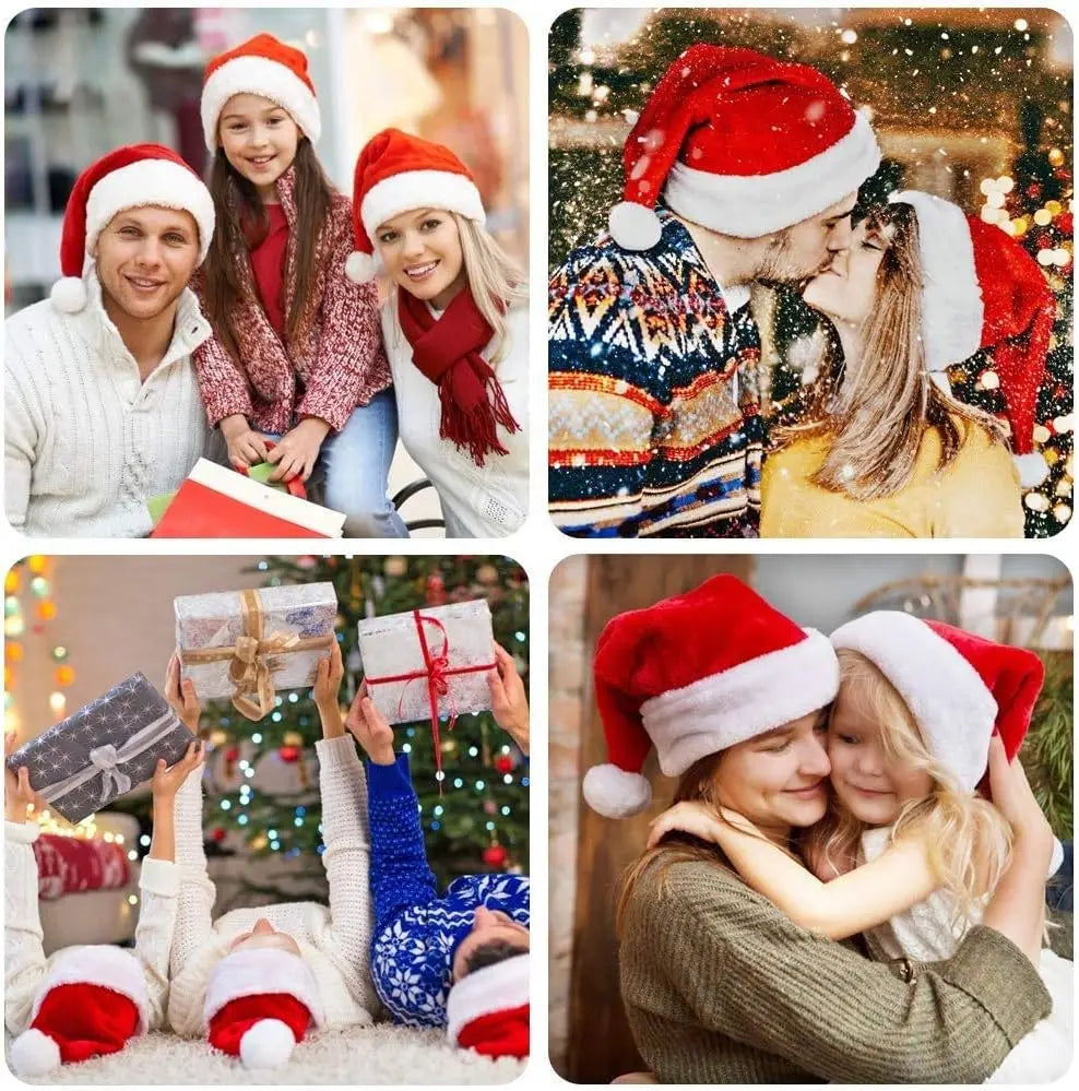 Chapeau de noël en peluche pour adultes et enfants, casquette classique en feutre de vacances pour adultes et enfants, accessoire festif d'hiver