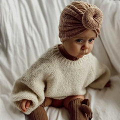 Chapeaux noués pour bébé fille, Bonnet avec nœud, Turban pour bébé, accessoires de tête pour nouveau-né, chapeau d'hiver, Bonnet chaud pour mère et enfant