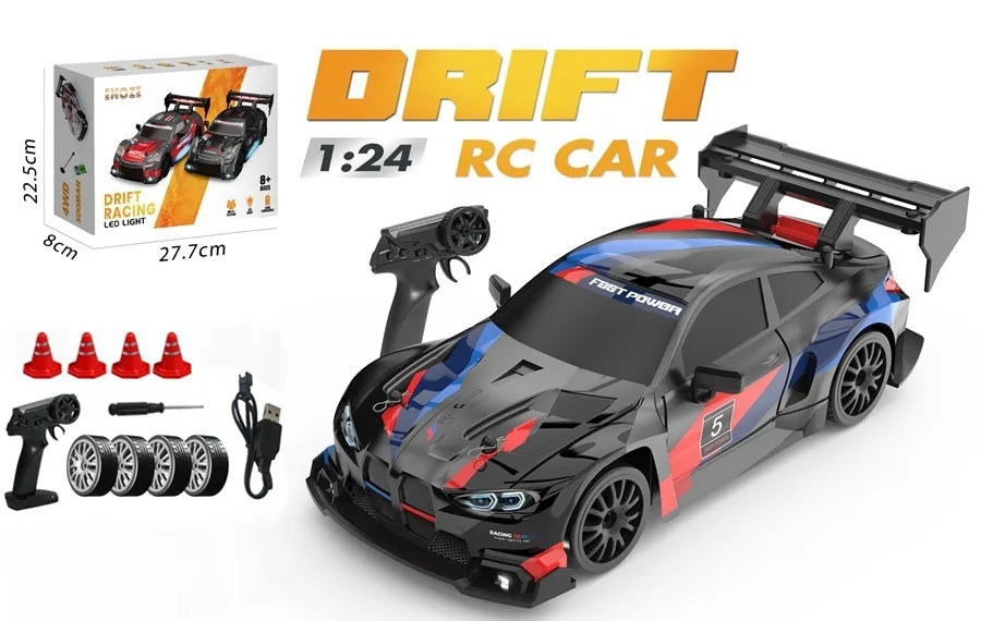 4WD RC Drift Car, High-Speed ​​Remote Control Racing Vehicle with LED Lights, 2.4GHz Radio, 4x4 Off-Road Truck, Children's Toy