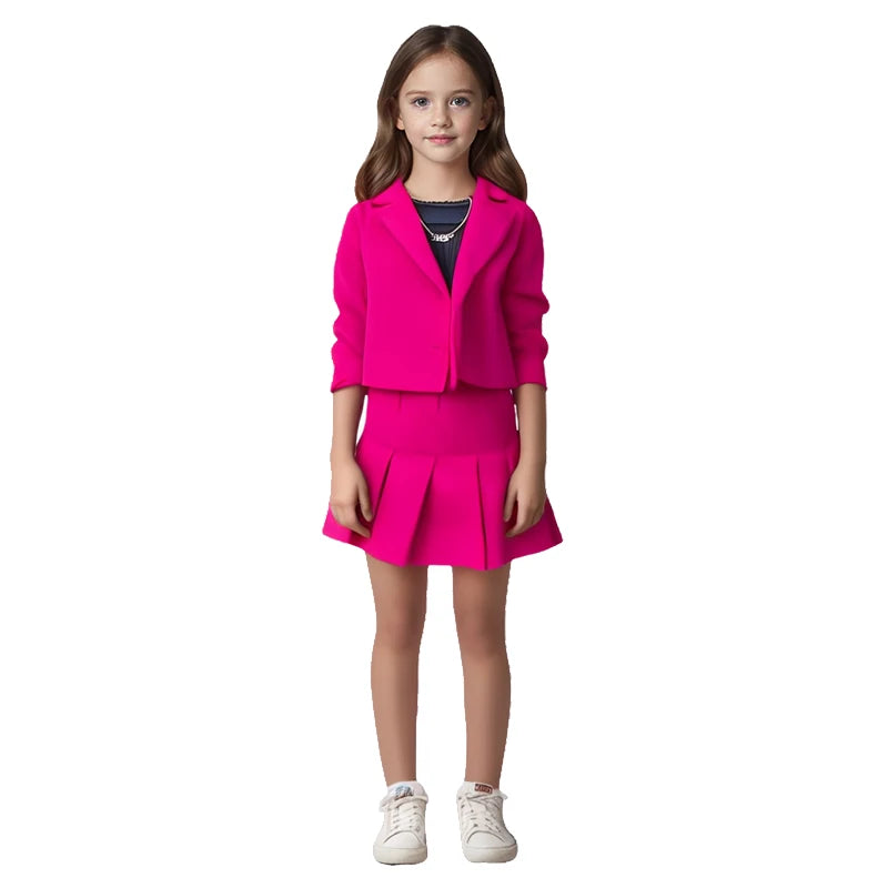Vêtements pour enfants, veste à manches longues et mini-jupe, ensemble 2 pièces pour filles de 2 à 8 ans, automne