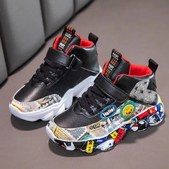Taille 26-36 enfants sport baskets pour filles enfant dessin animé Graffiti modèle chaussures décontractées garçons basket-ball chaussure chaussures de sport