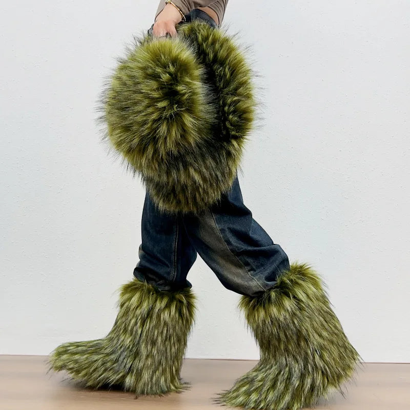 Bottes de neige mi-mollet en fourrure pour femmes et filles, chaussures en peluche chaudes, plate-forme extérieure, document solide, mignon, hiver, Y2K, 2023