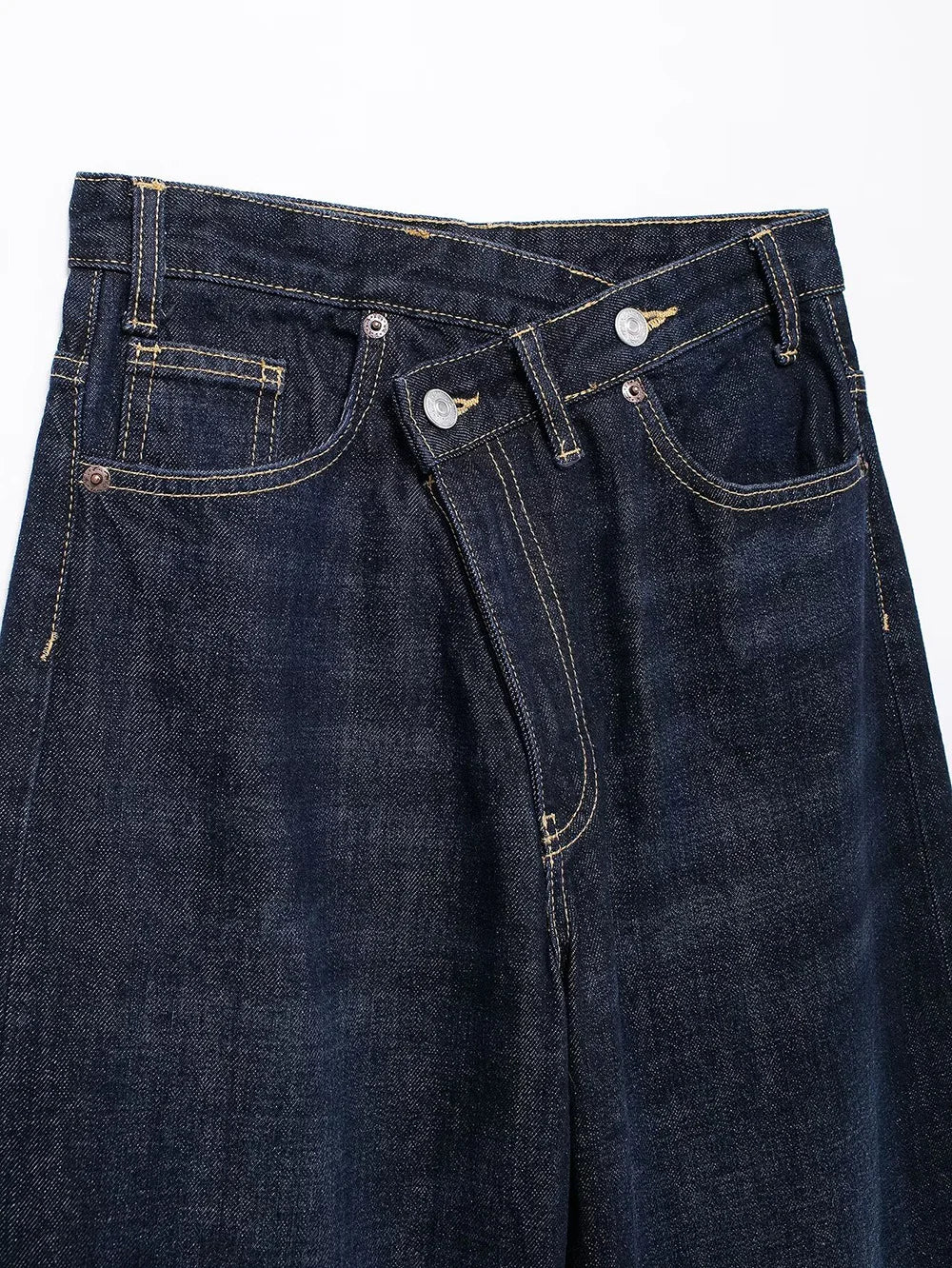Jeans asymétriques à taille haute et à jambes larges pour femmes nouveaux modèles de base mode polyvalente pantalons droits pantalons