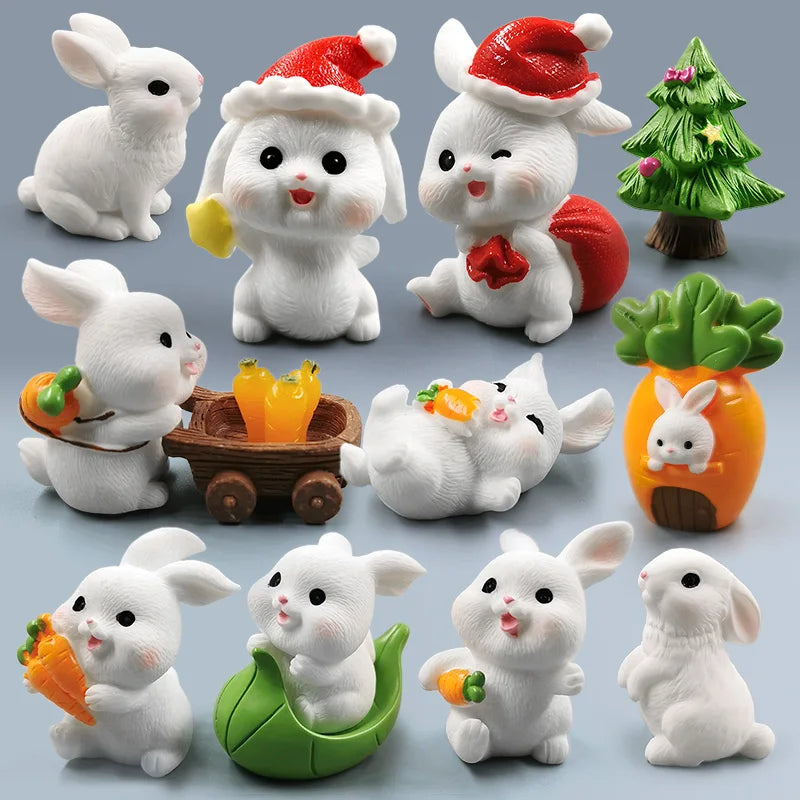 Figurine de lapin de pâques de noël, bricolage, paysage, maison, Kawaii, décor de chambre Miniature, accessoires de décoration de jardin féerique, moderne, 2025