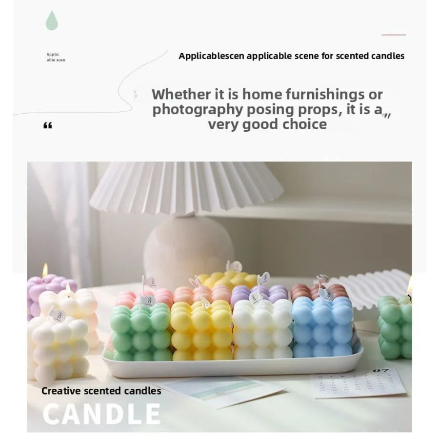 Bougie parfumée en forme de Cube à bulles, 1 pièce, faite à la main, pour aromathérapie, cire de soja, décoration de la maison, bougies pour fête d'anniversaire et de mariage