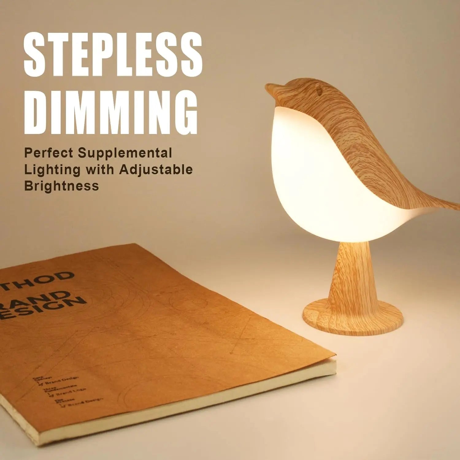 Petite lampe de bureau, lampe d'oiseau lampes de chevet avec 3 températures de couleur et capteur tactile, lampe sans fil veilleuse pour enfants
