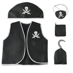 Costume de cosplay pour enfants, glaçage noir, chapeau en visière, ensemble de crochets et de sacs pour enfants, fête à thème d'Halloween, habillage pour garçon, 7,5