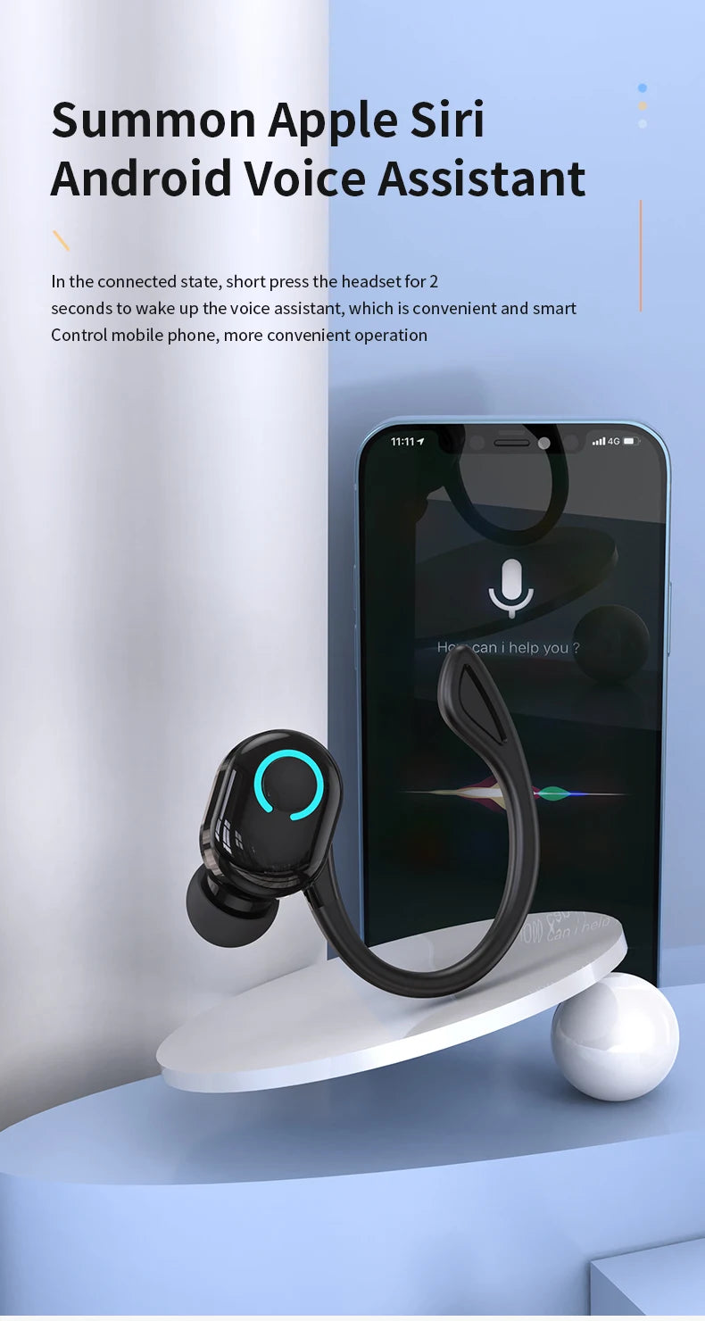 Écouteurs sans fil Bluetooth 5.0, oreillettes intra-auriculaires simples, étanches, TWS, mains libres, pour sport