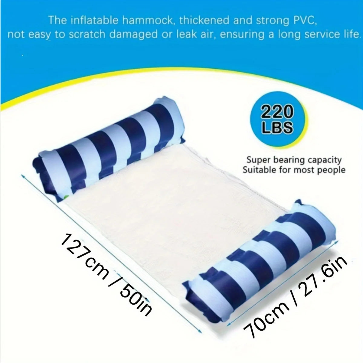 Chaises longues de piscine à rayures de qualité supérieure – Matelas de bain de soleil durables, parfait pour les fêtes à la piscine et les aventures sur la plage