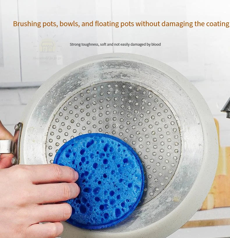 Éponge ronde à vaisselle de cuisine haute densité, douce et absorbante, pour nettoyer le Pot, tampon à récurer la rouille, pour enlever la éponge de nettoyage ménager