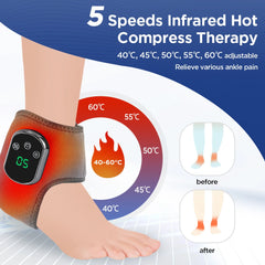 Masseur électrique de chaleur pour les pieds, compresse chaude, masseur de vibrations, matériau respirant, Protection des articulations des pieds et des chevilles