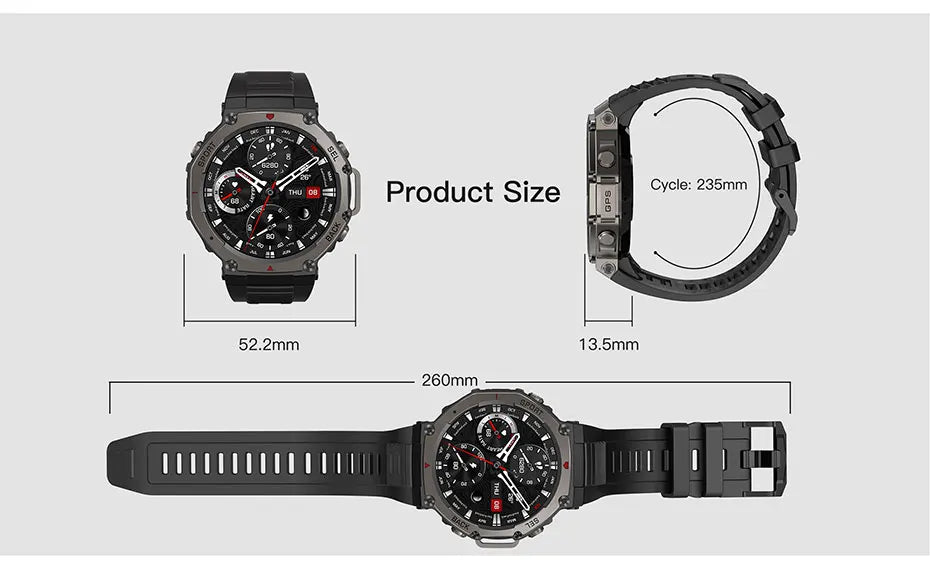 Montre intelligente pour t-rex 3 GPS Smartwatch AMOLED écran tactile 5ATM boussole extérieure moniteur de Sport de Fitness intelligent montre pour hommes pourXiaomi