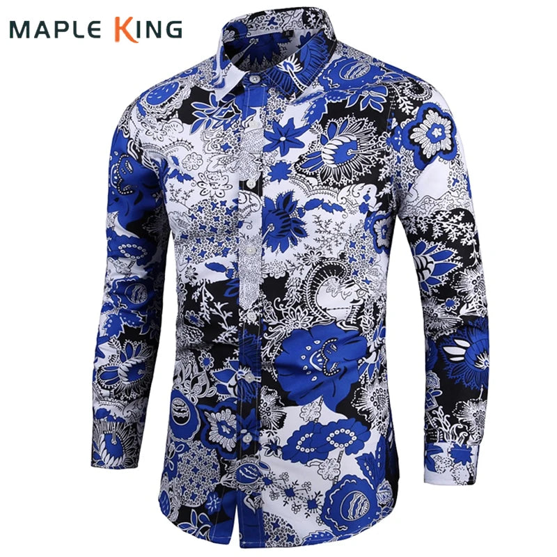 Chemise Slim Zones Me pour hommes, tenues florales, streetwear vintage, style chinois, chemises provoqué à manches longues, chemisiers pour hommes, 2022